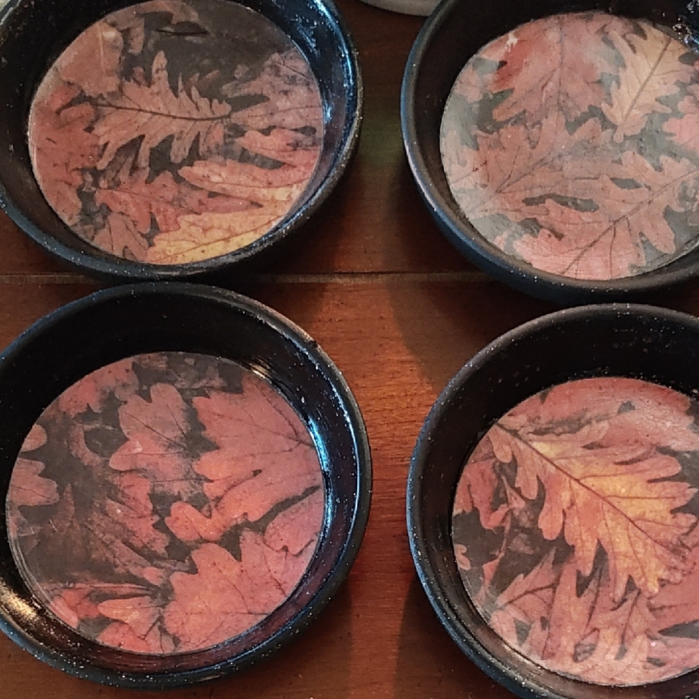 Autumn Leaf Coaster Set - Black and Brown